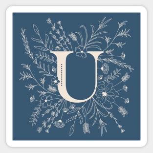 Botanical Letter U (Lake Blue) Sticker